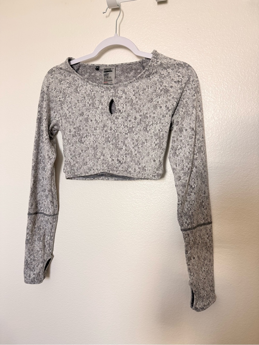 Gymshark Heather Gray Cropped Long-Sleeve Top